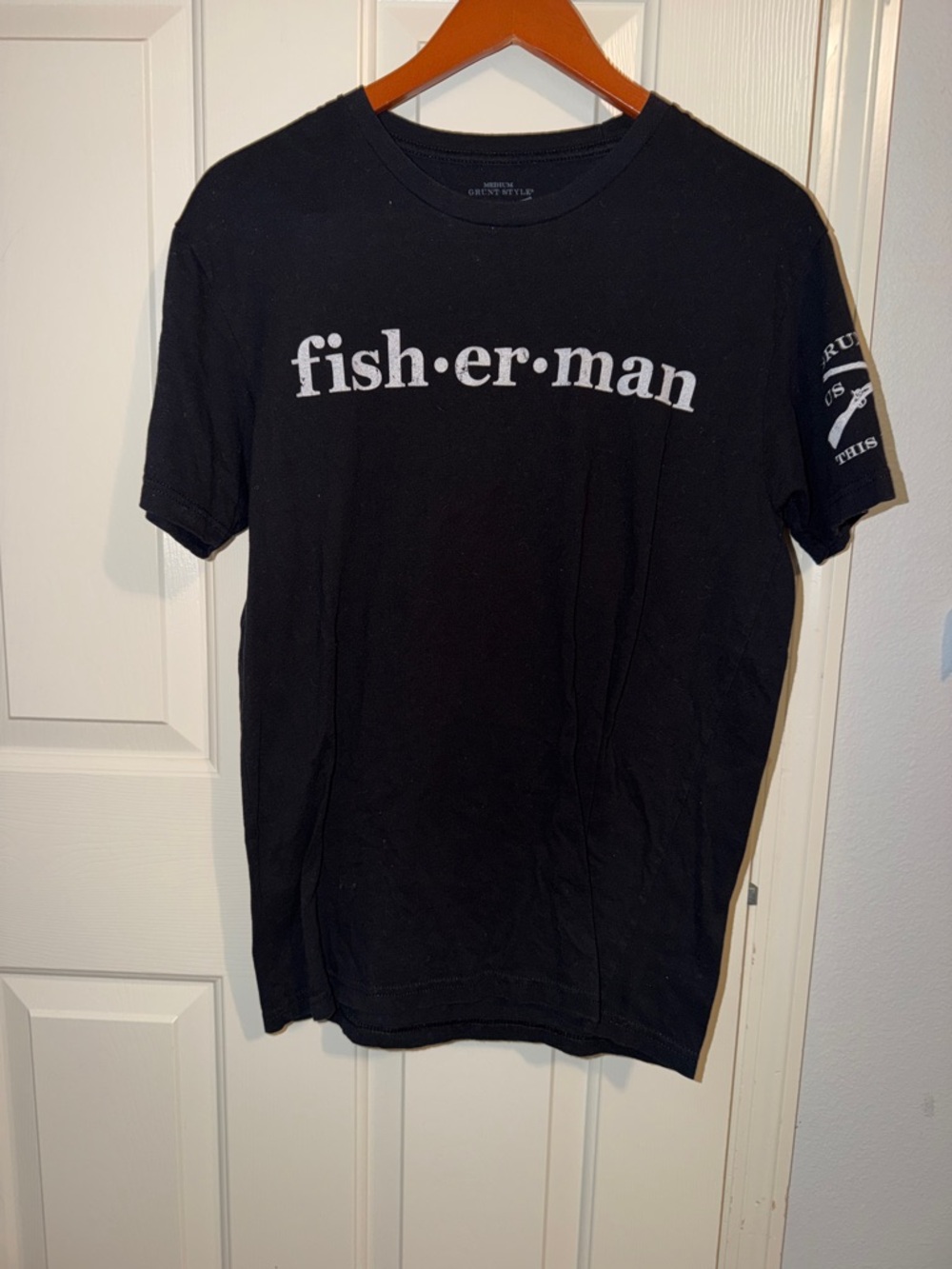 Grunt Style Black Tee with Light Blue Patriotic Graphic